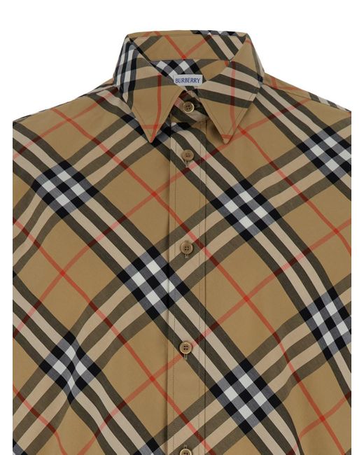 Burberry Gray Shirt With All-Over Check Motif for men
