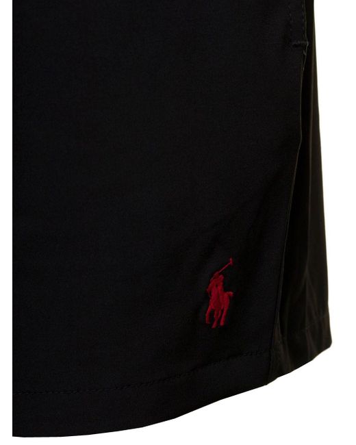 Costume con logo ricamato e logo patch in nylon uomo di Polo Ralph Lauren in Black da Uomo