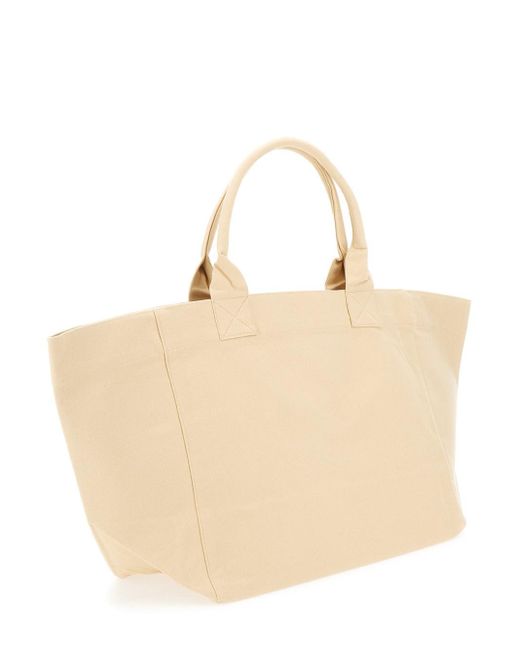 Ganni Natural 'Xxl' Tote Bag With Tonal Embroidery