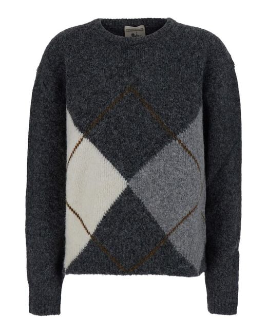 Semicouture Black Pullover Keira Argyle Pull With Diamond Motif