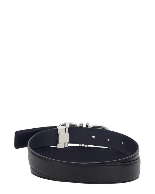 Ferragamo White Reversible Belt With Gancini Buckle Closure for men