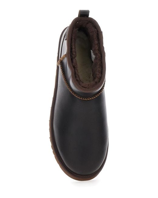 Ugg Black Classic Ultra Mini Leather Boots for men