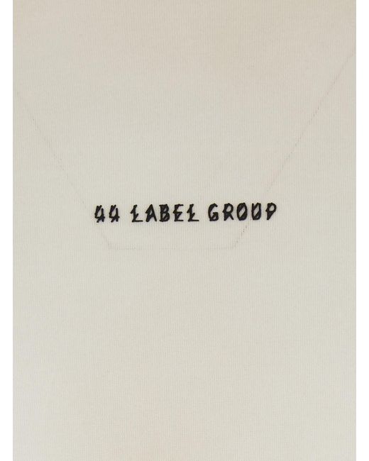 44 Label Group White Crew Neck T-Shirt With Logo On The Front And Maxi for men