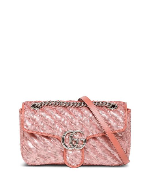 Gucci Pink GG Marmont Small Crossbody Bag Sequins