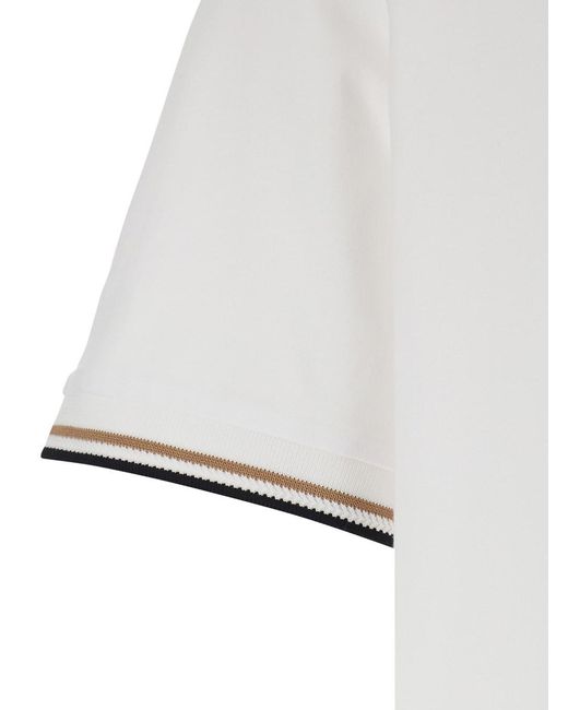 Boss White Crew Neck T-Shirt With Contrasting Details On The Slee for men
