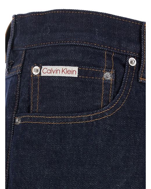 Calvin Klein Blue Rinze Denim Jeans With Pockets And Logo For for men