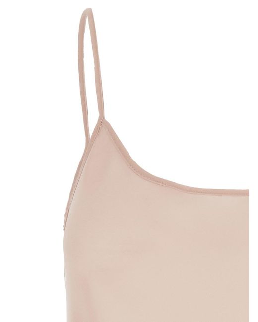 Plain Natural Top With Spaghetti Straps And Square Neck