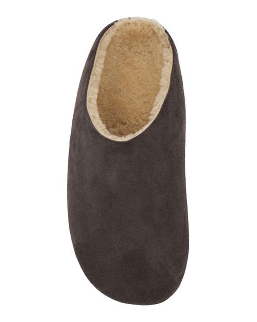 The Row Brown 'Hudson' Mules With Shearling Lining