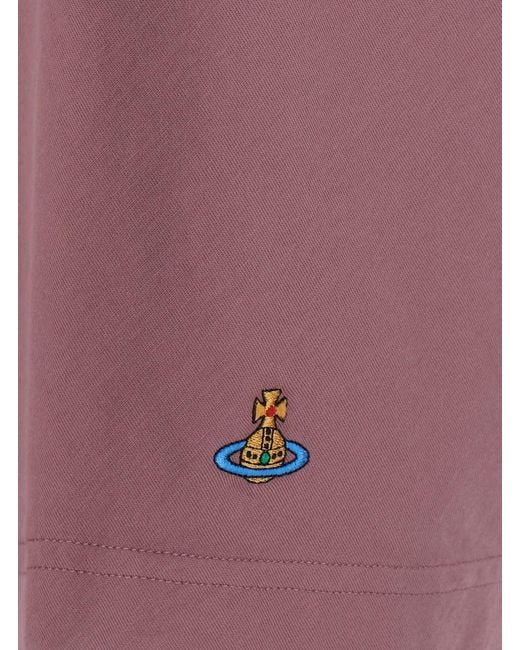 Vivienne Westwood Purple Crew Neck T-Shirt With Logo Detail On The Front for men