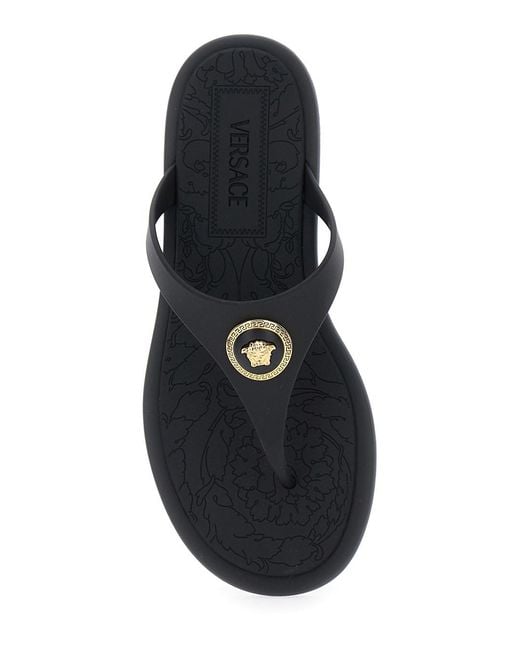 Versace Black Slides With Medusa Detail