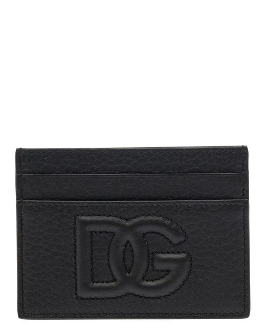Portacarte Con Logo Trapuntato di Dolce & Gabbana in Black da Uomo