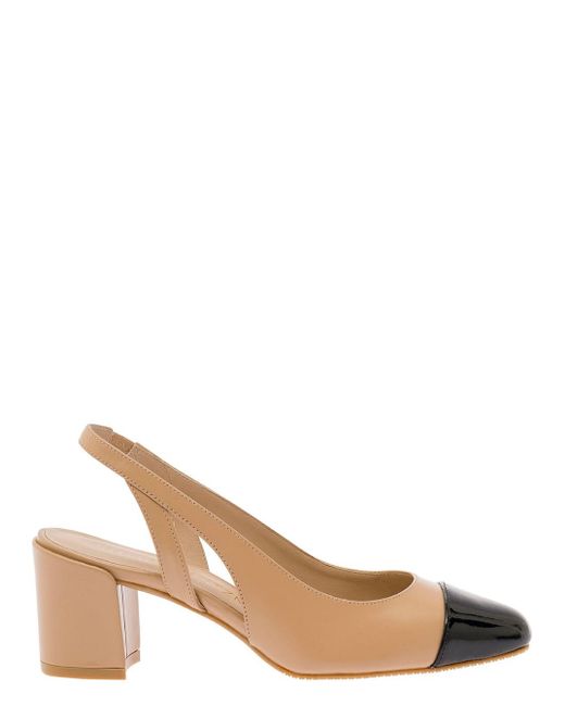 Stuart Weitzman Natural Slingback With Contrasting Toe