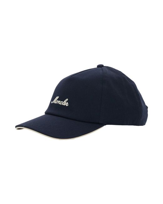 Moncler Blue Baseball Cap With Logo Lettering On The Front for men