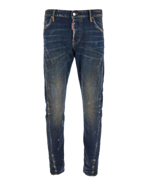 DSquared² Blue 'Sexy Twist' Jeans With Used Effect And Rips for men