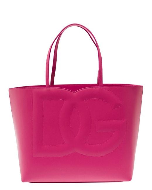 Dolce & Gabbana Pink 'Dg Logo' Fuchsia Medium Shopper