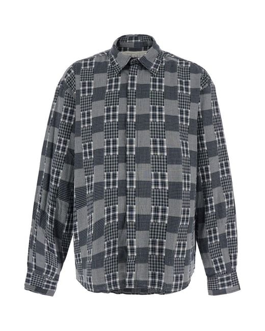 ERL Gray Plaid Long Sleeved Shirt Woven With Long Sleeves for men