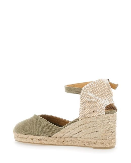 Castaner Natural 'Chiarita' Wedges With Almond Toe And Ankle Strap Closu
