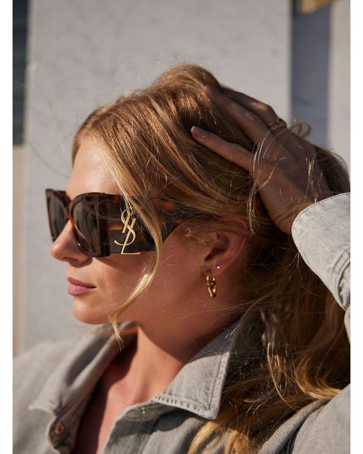 Saint Laurent Brown 'Sl M119 Blaze' Tortoiseshell Sunglasses With Cassandre