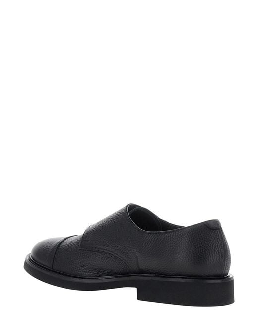 Doucal's Black Double Buckle Cap Toe (Gm) Alce Nero+F.Do Nero for men