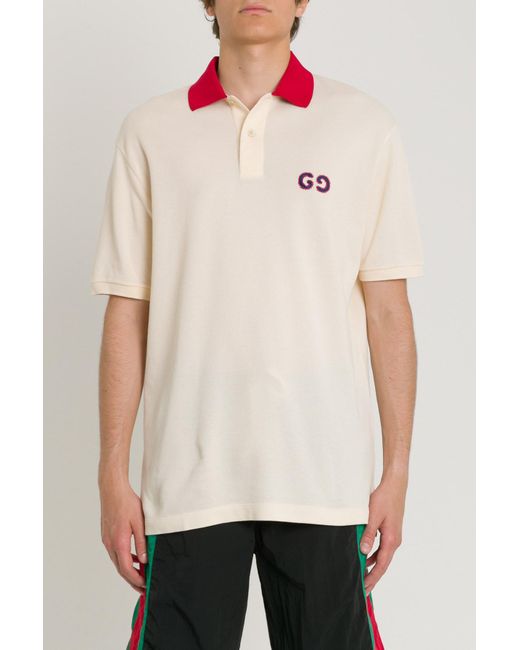 Gucci Multicolor GG Embroidery Polo Shirt for men