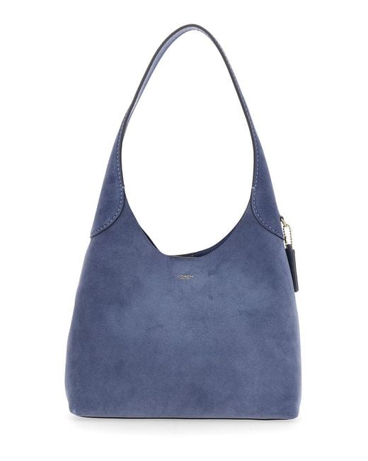COACH Blue 'Brooklyn' Shoulder Bag With Magnetic Closure And Logo Deta