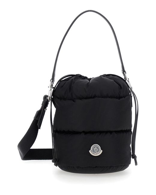 Moncler Black 'Karadoc' Handbag With Drawstring Closure And Logo Patch On The Front