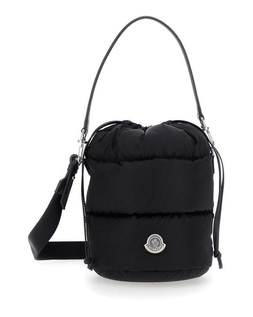 Moncler Black 'Karadoc' Handbag With Drawstring Closure And Logo Patch On The Front