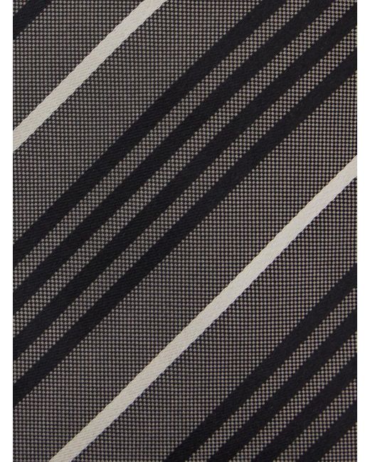 Cravatta Con Motivo A Righe All-Over di Saint Laurent in White da Uomo