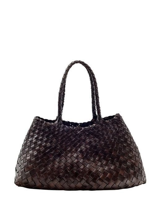 Dragon Diffusion Brown 'Santa Croce' Shoulder Bag With Logo Charm Deta