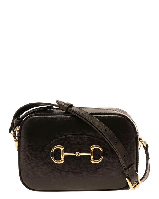 Gucci Black ' Horsebit 1955' Shoulder Bag With Horsebit Detail In