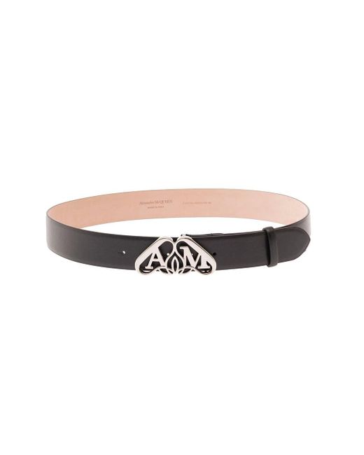 Alexander McQueen White Belt With Logo Belt In Smooth Leather for men