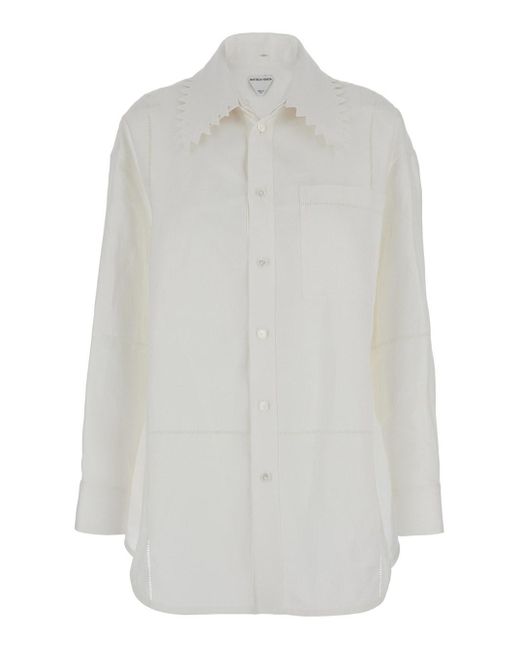 Bottega Veneta White Shirt With Zig Zag Edges