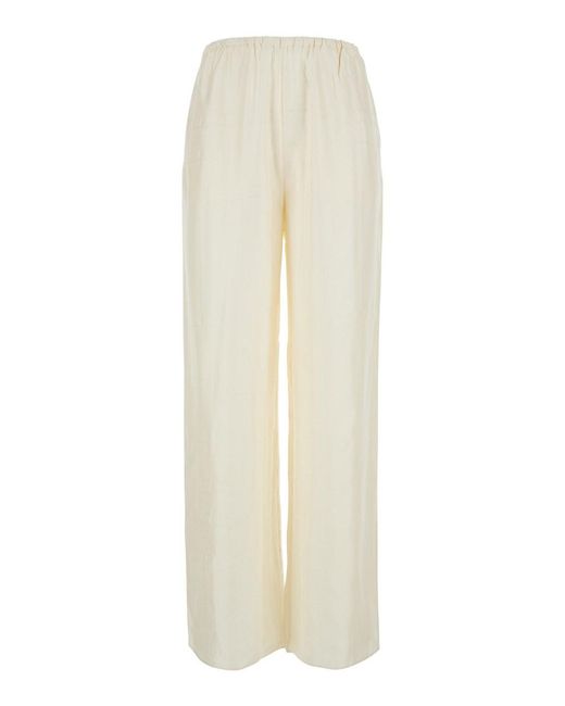 Totême White Pants With Elasticated Waist And Two Side Pockets