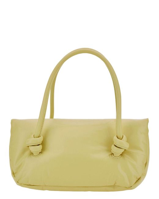 Jil Sander Yellow 'Knot Small' Shoulder Bag With Laminated Logo