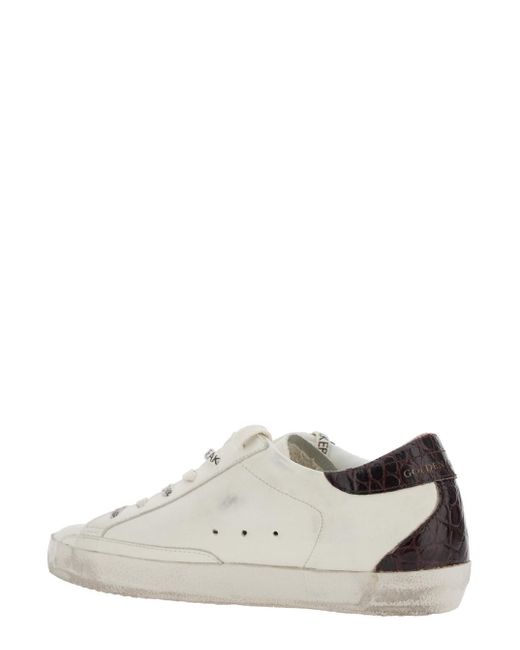 Sneaker 'Super-Star' Low Top Con Logo Impresso E Tallone di Golden Goose Deluxe Brand in White