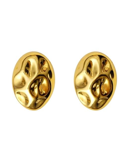 FEDERICA TOSI Yellow 'Rock' -Colored Earrings With Oval Design And Back C