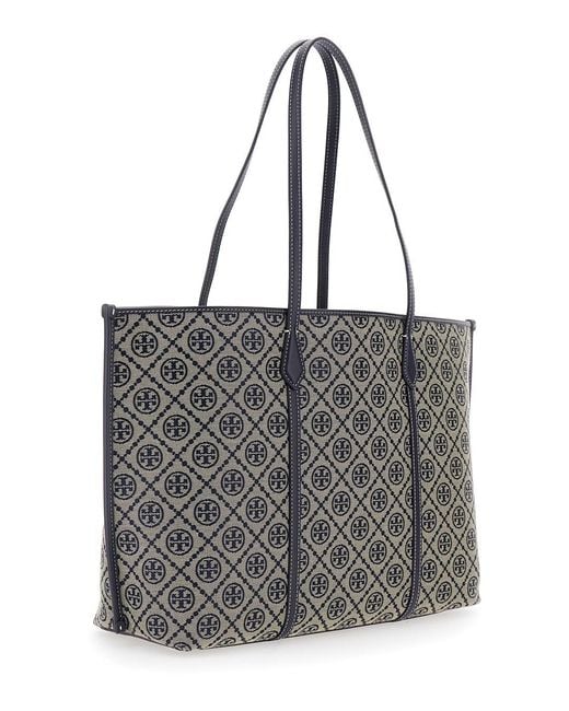 Tory Burch Gray Tote Bag Perry T Monogram