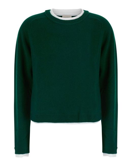 Semicouture Green Knit Sarah Popeline And Cashmere Blend With Wool And Cashm
