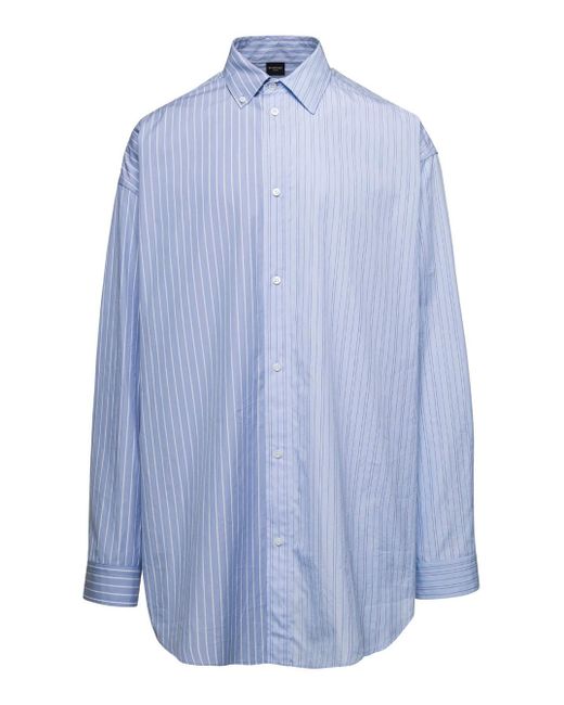 Camicia Oversize A Righe di Balenciaga in Blue da Uomo
