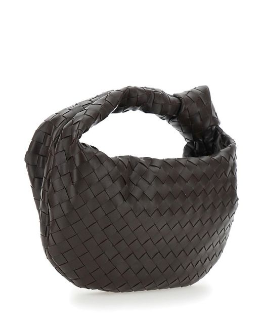 Bottega Veneta Black Shoulder Bag 'Jodie' Small With Knot Detail And Intreccio Motif