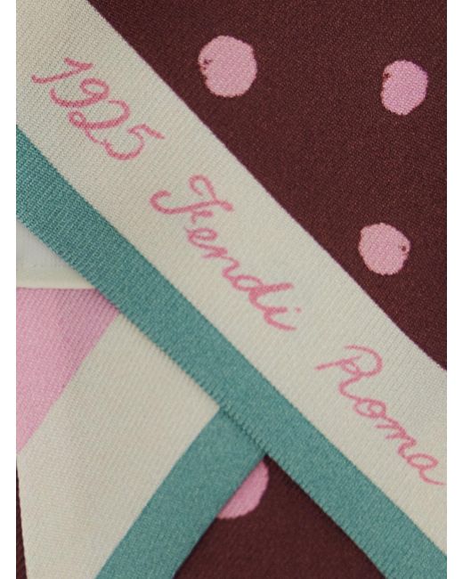 Fendi Purple Scarf With Polka Dot Pattern And Logo Lettering