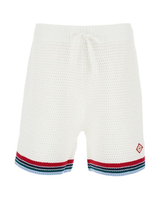 Bermuda Con Design A Maglia E Patch Logo Sul Fronte di Casablanca in White da Uomo