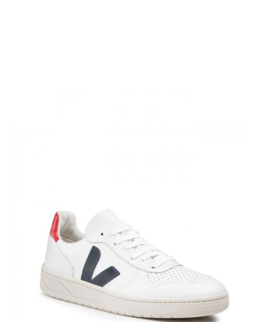 Veja Man 's V10 Leather Sneakers With Logo in White for Men | Lyst