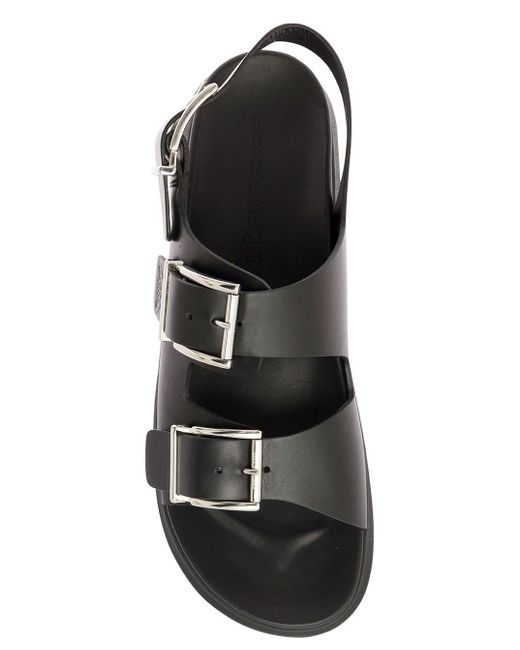 Alexander McQueen Black Slide Sandals With Embossed Logo for men
