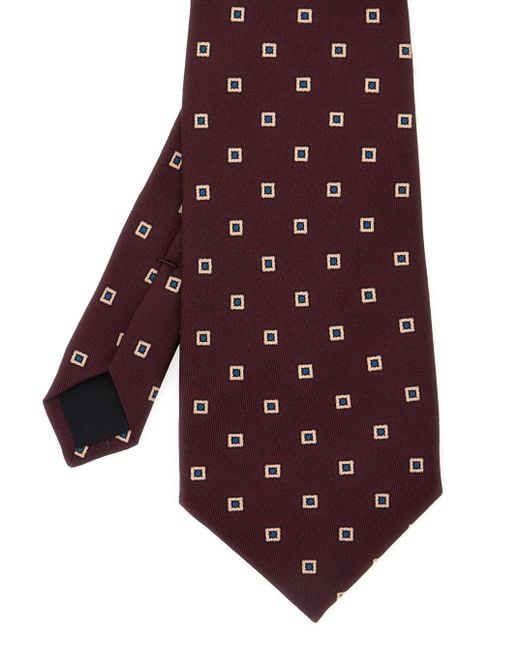 Cravatta Ampia Con Motivo Quadrato All-Over di Saint Laurent in Purple