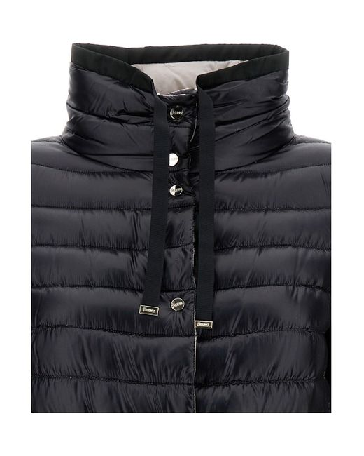 Herno Black And Reversible Down Jacket With Funnel Neck