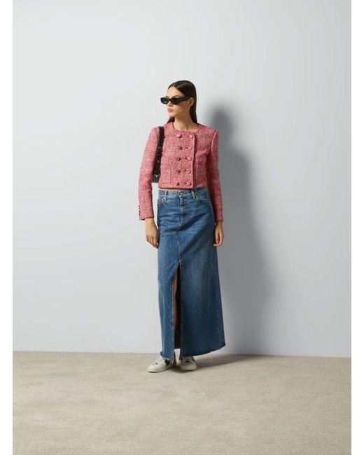 Gucci Blue Horsebit-Detail Denim Maxi Skirt