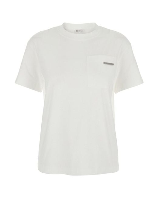 Brunello Cucinelli White Crew Neck T-Shirt Cotton