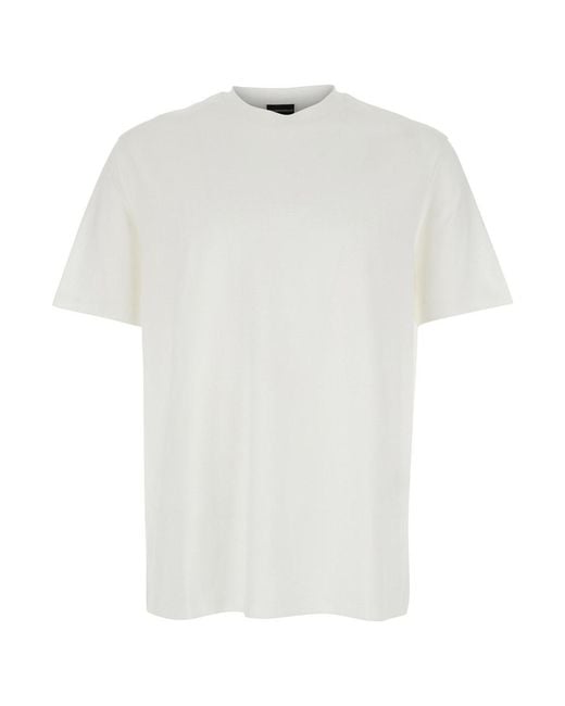 Emporio Armani White T-Shirt With Logo Embroidery for men
