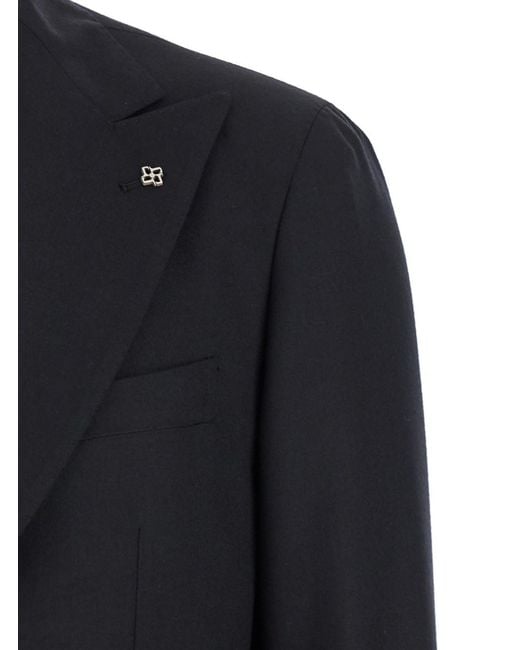 Tagliatore Black Single-Breasted Suit With Peak Revers for men